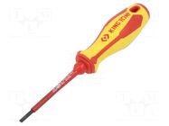 Screwdriver; insulated; slot; 3x0.5mm; Blade length: 75mm KING TONY