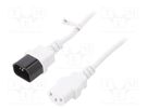 Cable; IEC C13 female,IEC C14 male; PVC; 1m; white; 10A; 250V Goobay