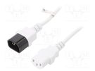 Cable; IEC C13 female,IEC C14 male; PVC; 2m; white; 10A; 250V Goobay
