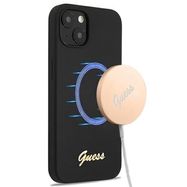 Guess GUHMP13MLSLMGBK iPhone 13 6.1&quot; black/black hardcase Silicone Script Gold Logo Magsafe, Guess