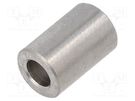 Spacer sleeve; 4mm; cylindrical; stainless steel; Out.diam: 6mm DREMEC