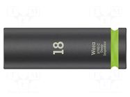 Socket; 6-angles,socket spanner,impact; HEX 18mm; 1/2"; long WERA