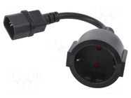 Cable; CEE 7/3 (F) socket,IEC C14 male; 0.15m; Sockets: 1; black QOLTEC