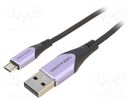 Cable; USB 2.0; USB A plug,USB B micro plug; 1.5m; black; 480Mbps VENTION