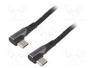 Cable; USB 2.0; USB C angled plug,both sides; 1.5m; black; 100W VENTION