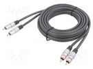 Cable; RCA plug x2,both sides; 3m; black PROLINK