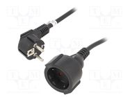 Extension lead; 3x1.5mm2; Sockets: 1; PVC; black; 2m; 10A 