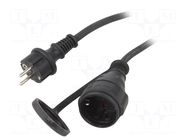 Extension lead; 3x1.5mm2; Sockets: 1; PVC; black; 25m; 10A GOOBAY