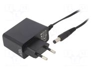 Power supply: switching; mains,plug-in; 9VDC; 1A; 9W; Out: 5,5/2,1 POS