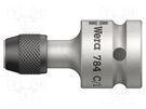 Adapter; Overall len: 50mm; Mounting: 1/2" square,1/4" (C6,3mm) WERA