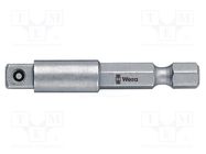 Adapter; Overall len: 100mm; Mounting: hexagon 1/4"/ square 1/4" WERA