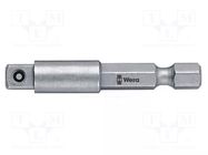 Adapter; Overall len: 100mm; Mounting: hexagon 1/4"/ square 1/4" WERA