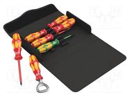 Kit: screwdrivers; insulated; 1kVAC; square,Phillips,slot; case WERA