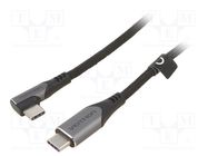 Cable; USB 2.0; USB C plug,USB C angled plug; 1m; black; 480Mbps VENTION