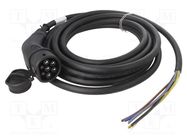 Cable: eMobility; 1x0.5mm2,5x6mm2; 480V; 22kW; IP44; wires,Type 2 HARTING