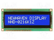 Display: LCD; alphanumeric; STN Negative; 16x2; blue; 80x36x13.5mm NEWHAVEN DISPLAY INTERNATIONAL