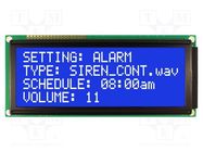 Display: LCD; alphanumeric; STN Negative; 20x2; blue; LED; PIN: 16 NEWHAVEN DISPLAY INTERNATIONAL