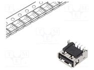 Socket; USB A; 2.0; SMT; on PCBs; gold-plated; horizontal; black Amphenol Communications Solutions