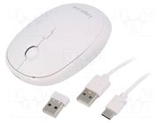 Mouse; white; USB A; wireless,optical; No.of butt: 3; 10m LOGILINK