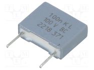 Capacitor: polyester; 100nF; 63VAC; 100VDC; 7.62mm; ±10%; 3x8x10mm VISHAY