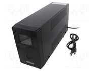 Power supply: UPS; 510W; 850VA; Uin: 220V; 340x165x95mm; 8Ah; 12h GEMBIRD