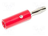 Plug; 4mm banana; 15A; red; 41.3mm; nickel plated; on cable MUELLER ELECTRIC