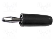 Plug; 4mm banana; 15A; black; 37.6mm; nickel plated MUELLER ELECTRIC