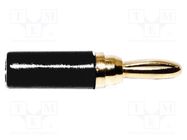 Connector: 3mm banana; plug; black; 1kVDC; 5A; soldered; -50÷105°C MUELLER ELECTRIC