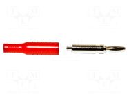 Connector: 4mm banana; plug; 15A; red; nickel plated; brass MUELLER ELECTRIC