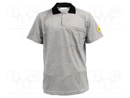 Polo shirt; ESD; XL; cotton,polyester,conductive fibers; grey ANTISTAT