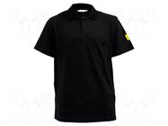 Polo shirt; ESD; M; cotton,polyester,conductive fibers; black ANTISTAT