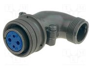 Connector: circular; plug; for cable; PIN: 4(2+2); female; 97; olive AMPHENOL