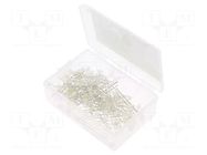 Kit: LED; THT; 3mm; 100pcs; white; plastic box; 20mA; 30°; 5500-8500K OPTOSUPPLY