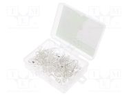 Kit: LED; THT; 5mm; 100pcs; white warm; 2.7÷3.4V; plastic box; 20mA OPTOSUPPLY