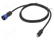 Cable; USB Buccaneer; USB C socket,USB C plug; IP68; 1m BULGIN