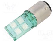 LED lamp; green; BA15D; 24VDC; 24VAC POLAM-ELTA