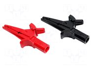 Crocodile clip; 10A; Overall len: 65mm; black,red; 4mm socket KPS