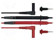 Test leads; Inom: 10A; Len: 1m; probe tip,angular banana plug 4mm KPS
