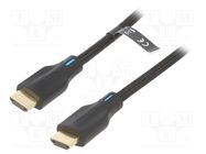 Cable; HDMI 2.1; HDMI plug,both sides; PVC; textile; Len: 2m; black VENTION