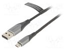 Cable; USB 2.0; USB A plug,USB B micro reversible plug; 0.25m VENTION