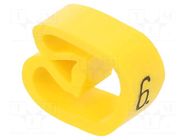 Markers; Marking: 6; 8÷16mm; PVC; yellow; -30÷60°C; leaded; PA-3 PARTEX