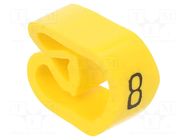 Markers; Marking: 8; 8÷16mm; PVC; yellow; -30÷60°C; leaded; PA-3 PARTEX