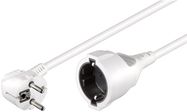 Extension Lead Earth Contact, 10 m, White, 10 m - safety plug hybrid (type E/F, CEE 7/7) 90° > safety socket (Type F, CEE 7/3)