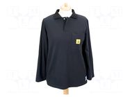 Polo shirt with long sleeves; ESD; L; black; 140g/m2 STATICTEC