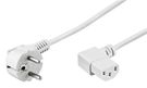 Angled IEC Cord on Both Sides, 5 m, White, 5 m - safety plug hybrid (type E/F, CEE 7/7) 90° > Device socket C13 (IEC connection) 90°