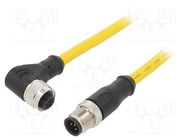 Connection lead; M12; PIN: 4; 5m; plug; 250VAC; 4A; PVC; IP68; 250VDC MUELLER ELECTRIC