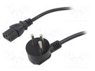 Cable; 3x0.75mm2; IEC C13 female,IS1-16P (H) plug angled; PVC LIAN DUNG