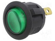 ROCKER; SPST; Pos: 2; ON-OFF; 20A/14VDC; green; LED; RA; Body: black SWITCH COMPONENTS