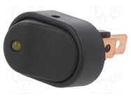 ROCKER; SPST; Pos: 2; ON-OFF; 30A/12VDC; amber; LED; RD; Body: black SWITCH COMPONENTS