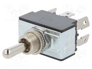 Switch: toggle; Pos: 3; DPDT; ON-OFF-(ON); 20A/125VAC; TB/TB1; 50mΩ SWITCH COMPONENTS